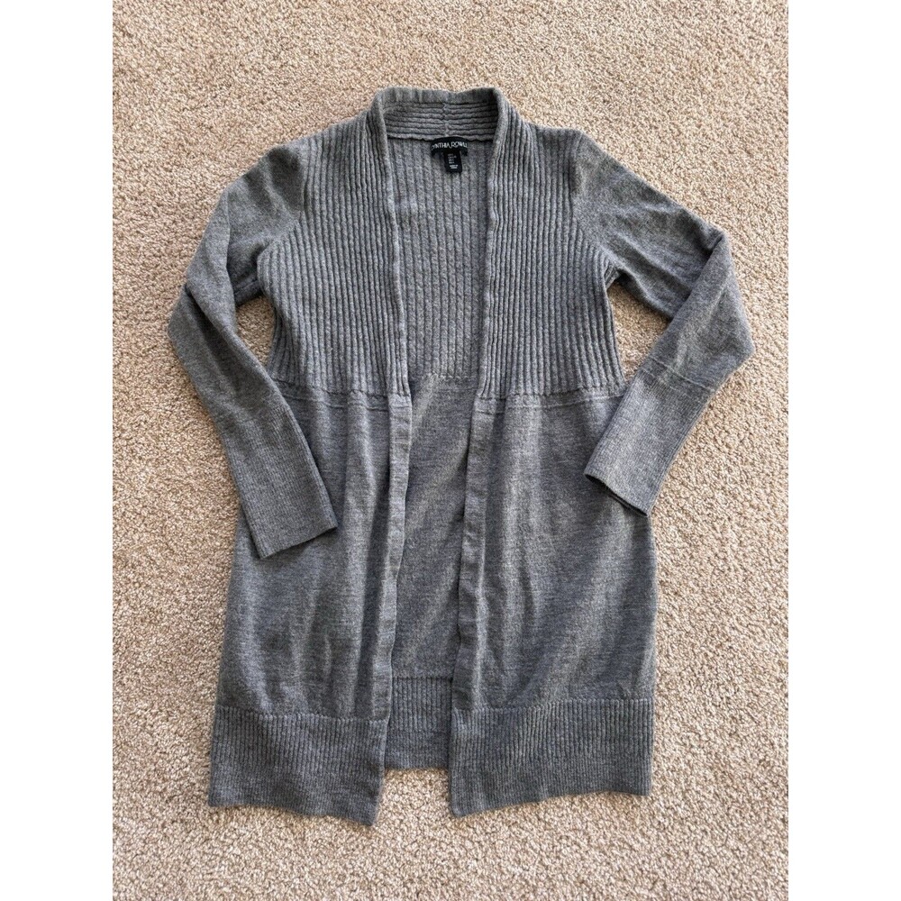 Cynthia Rowley Women’s 100% Merino Wool Blend Cardigan Sweater Size Large Gray